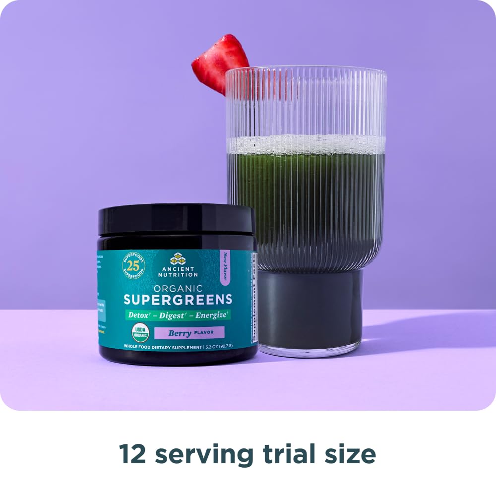 Ancient Nutrition SuperGreens energizante, puede aportar mayor vitalidad tras el día.