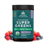 Ancient Nutrition SuperGreens frasco polvo: práctico para batidos diarios con antioxidantes.