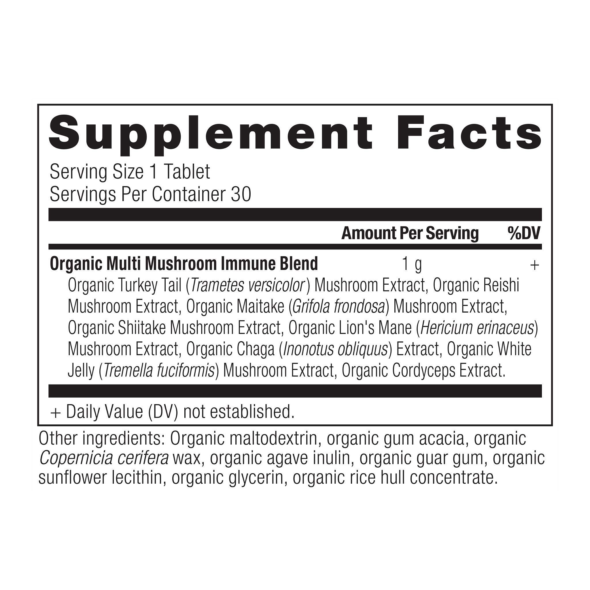 Tabletas Ancient Nutrition Multi-Hongo para uso diario.