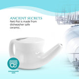 ANCIENT SECRETS Neti Pot agarre saliente convexo para mejor control durante la irrigación.