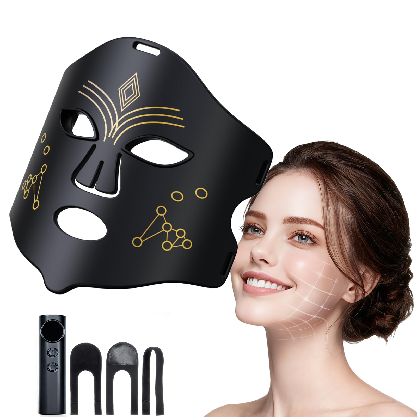 Andalusite mascarilla luz roja rostro, ideal para relajación facial diaria.