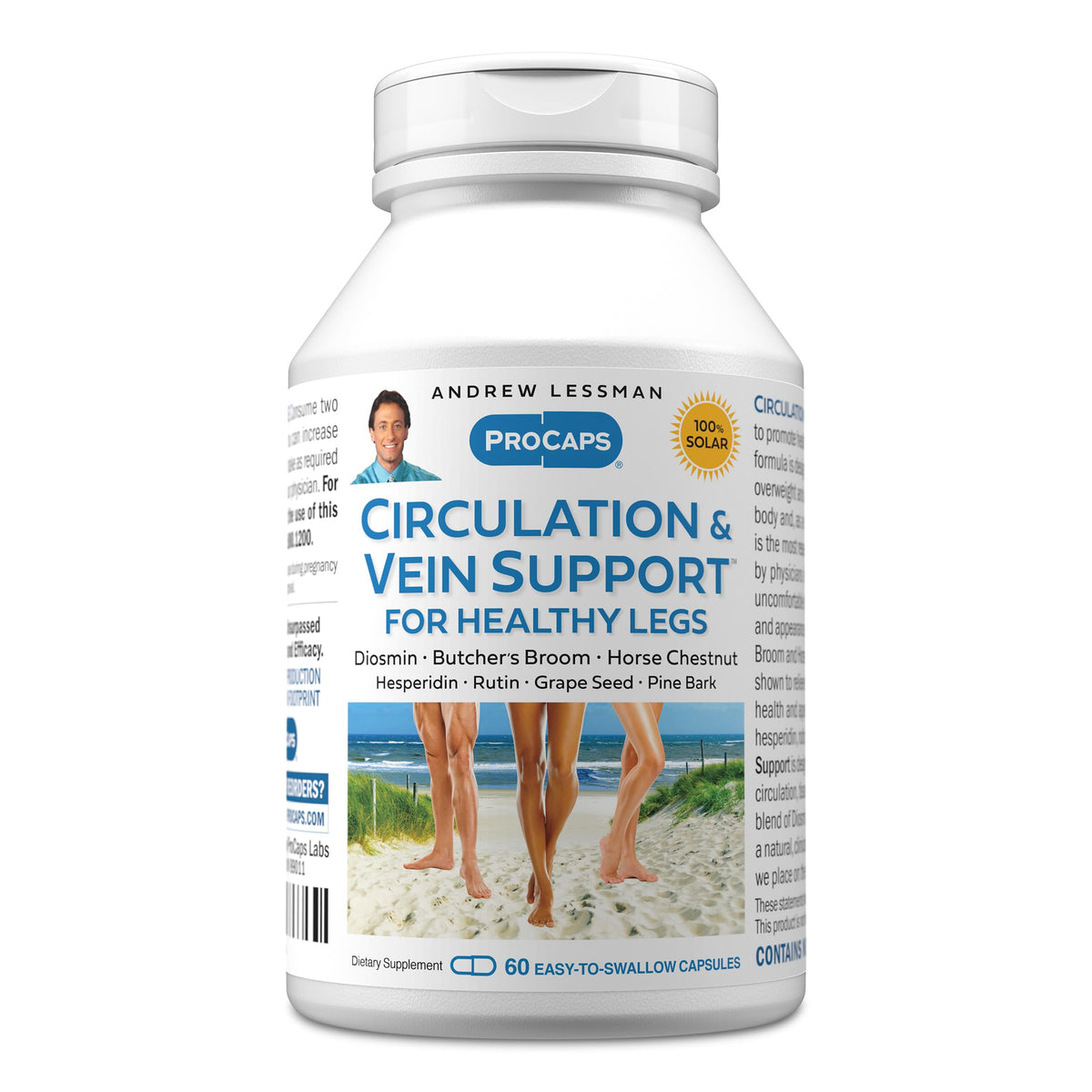ANDREW LESSMAN Circulation Vein Support botella frontal para confort diario de piernas