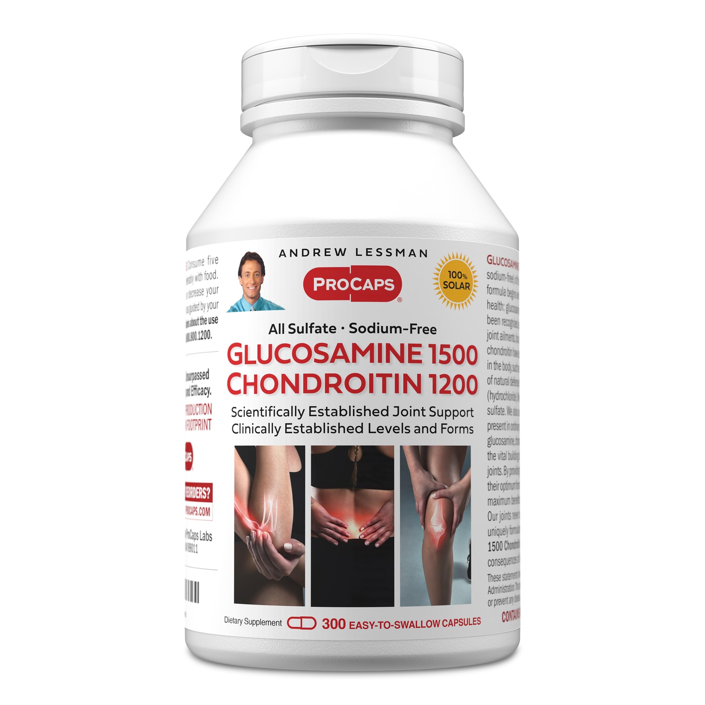 ANDREW LESSMAN Glucosamina 1500 Chondroitina 1200mg, botella, apoyo a la movilidad diaria.
