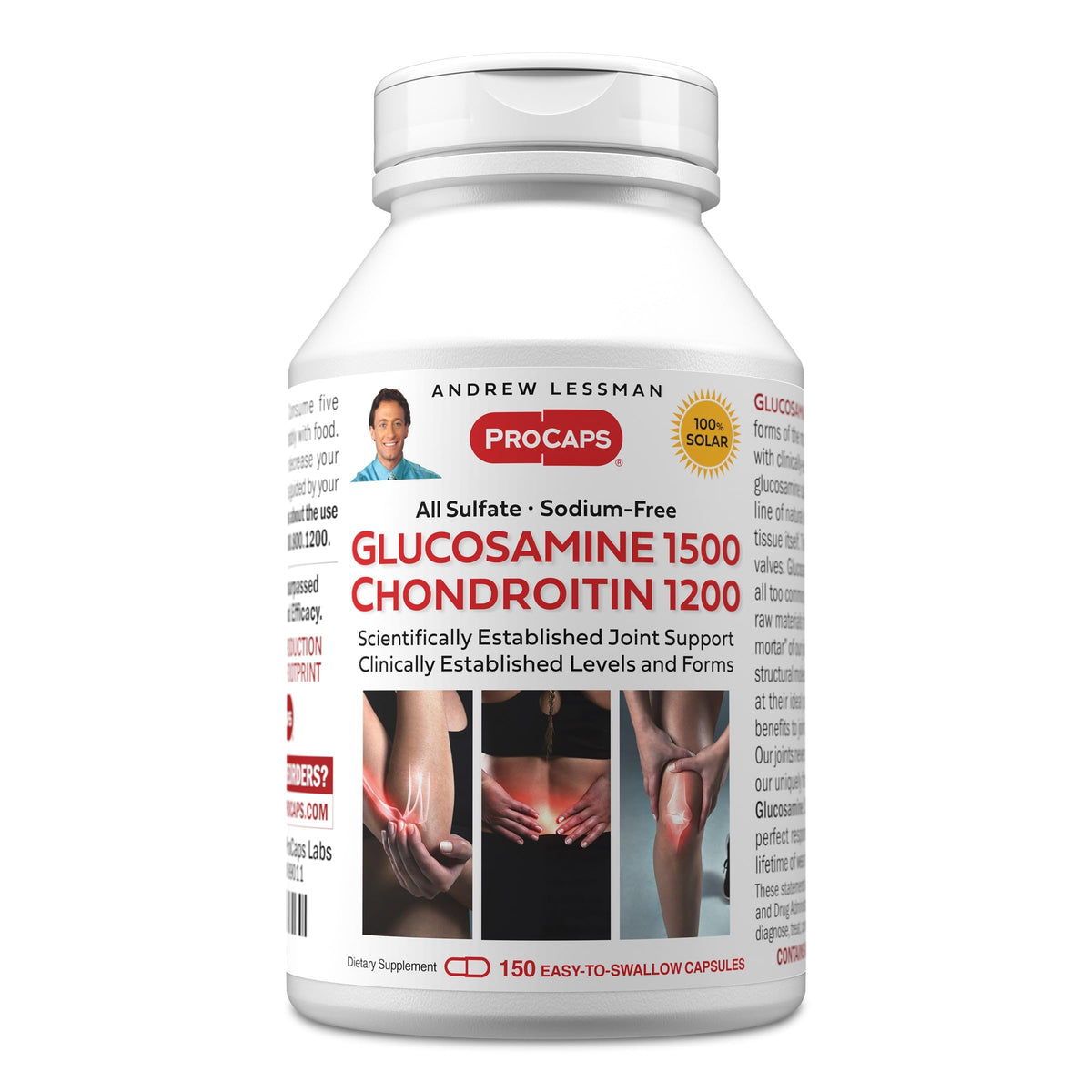 ANDREW LESSMAN Glucosamina 1500 Condroitina 1200mg: bote de cápsulas para movilidad diaria.