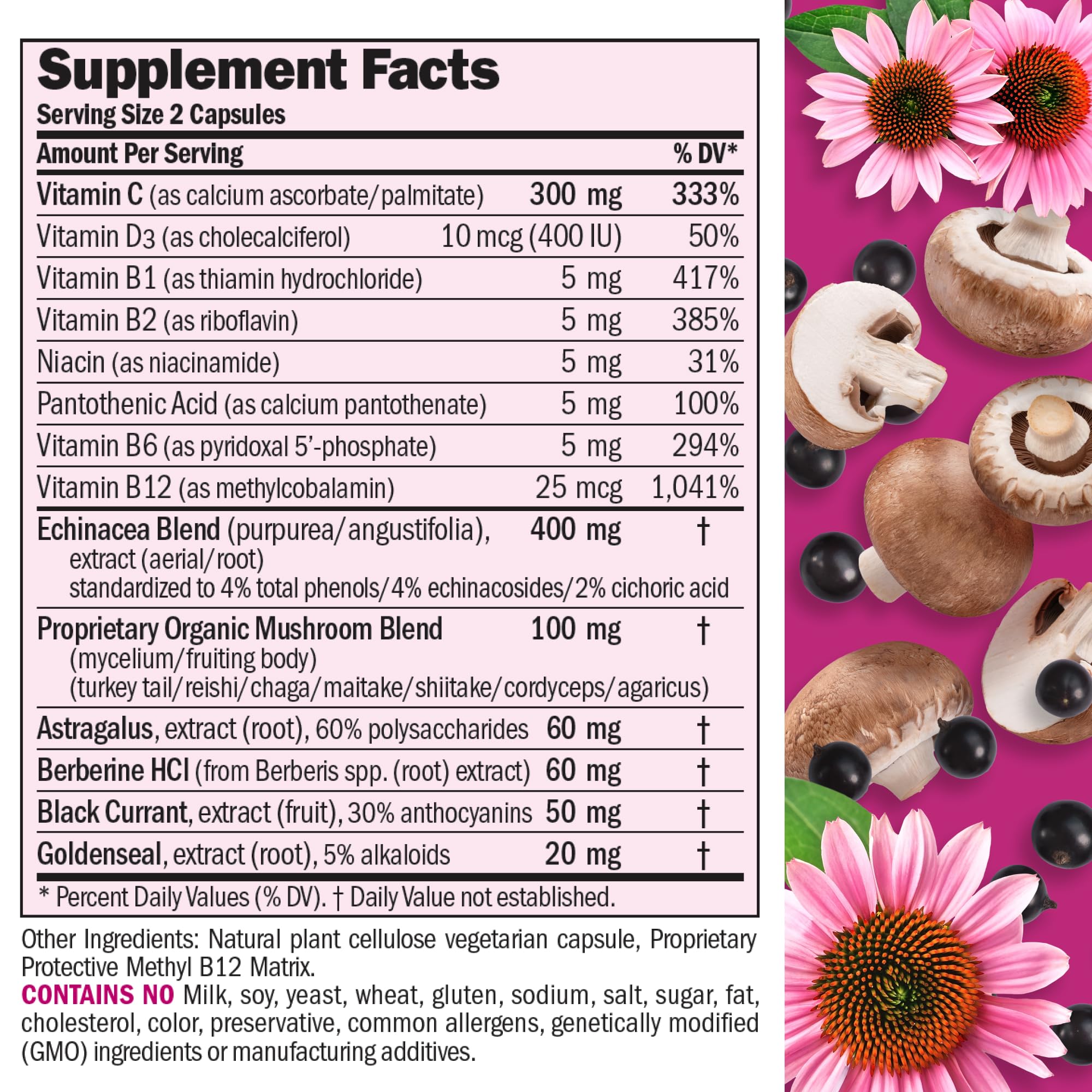 ANDREW LESSMAN Immune Factors: etiqueta clara y legible con información nutricional