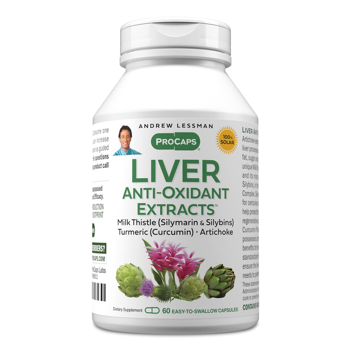Botella de ANDREW LESSMAN Liver Antioxidantes Extracts para apoyar la función hepática.