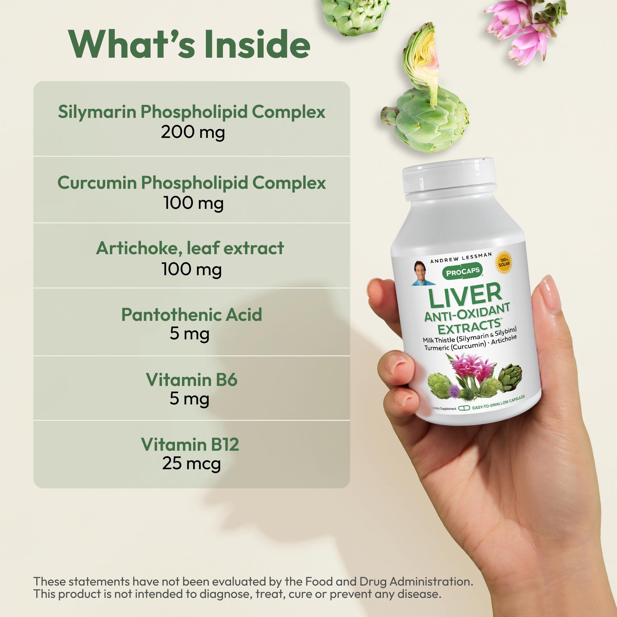 Envase de ANDREW LESSMAN con etiquetas claras para identificar ingredientes clave.
