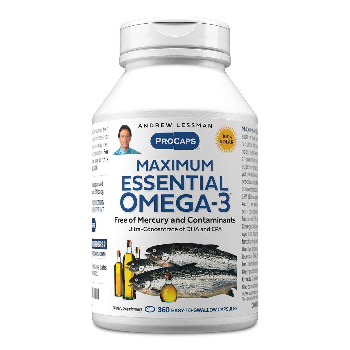 ANDREW LESSMAN Maximo Esencial Omega-3, botella-vertido, fácil de usar en la rutina diaria.