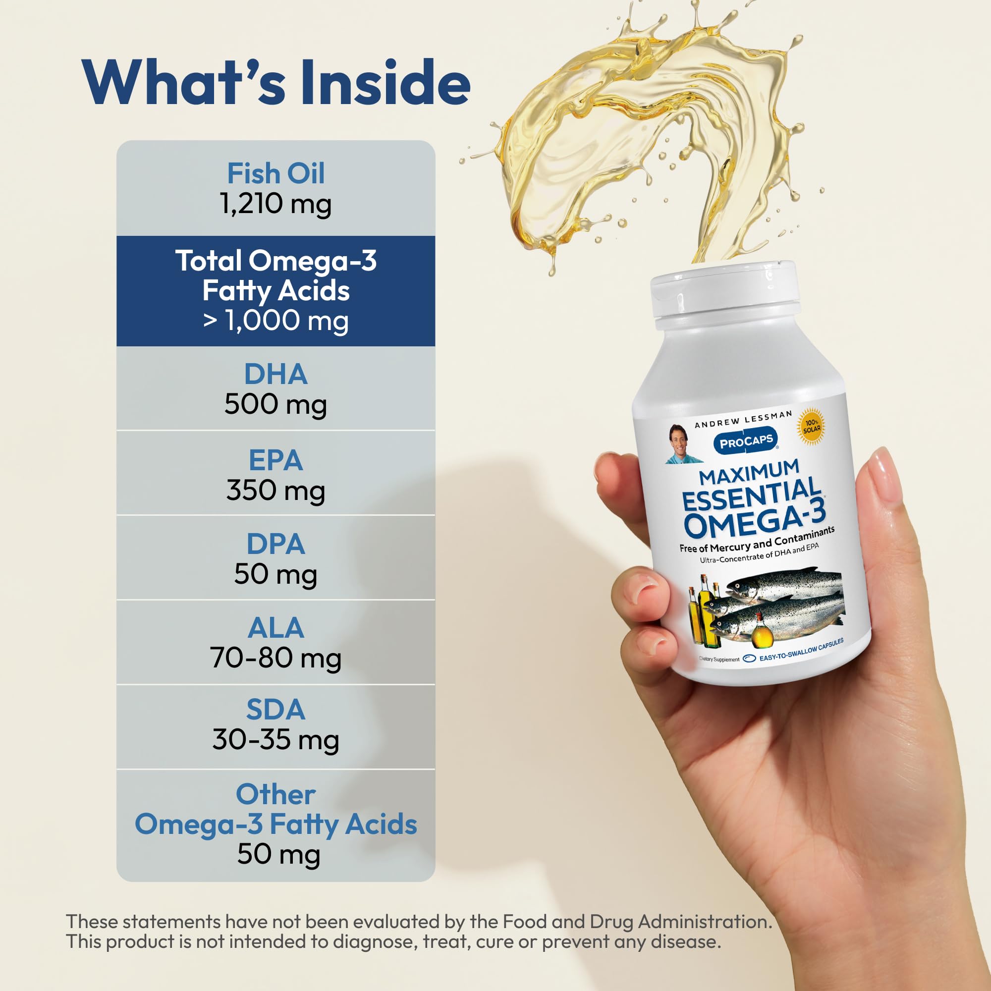 ANDREW LESSMAN Maximo Esencial Omega-3, concentración DHA/EPA, apoyo general en la dieta.