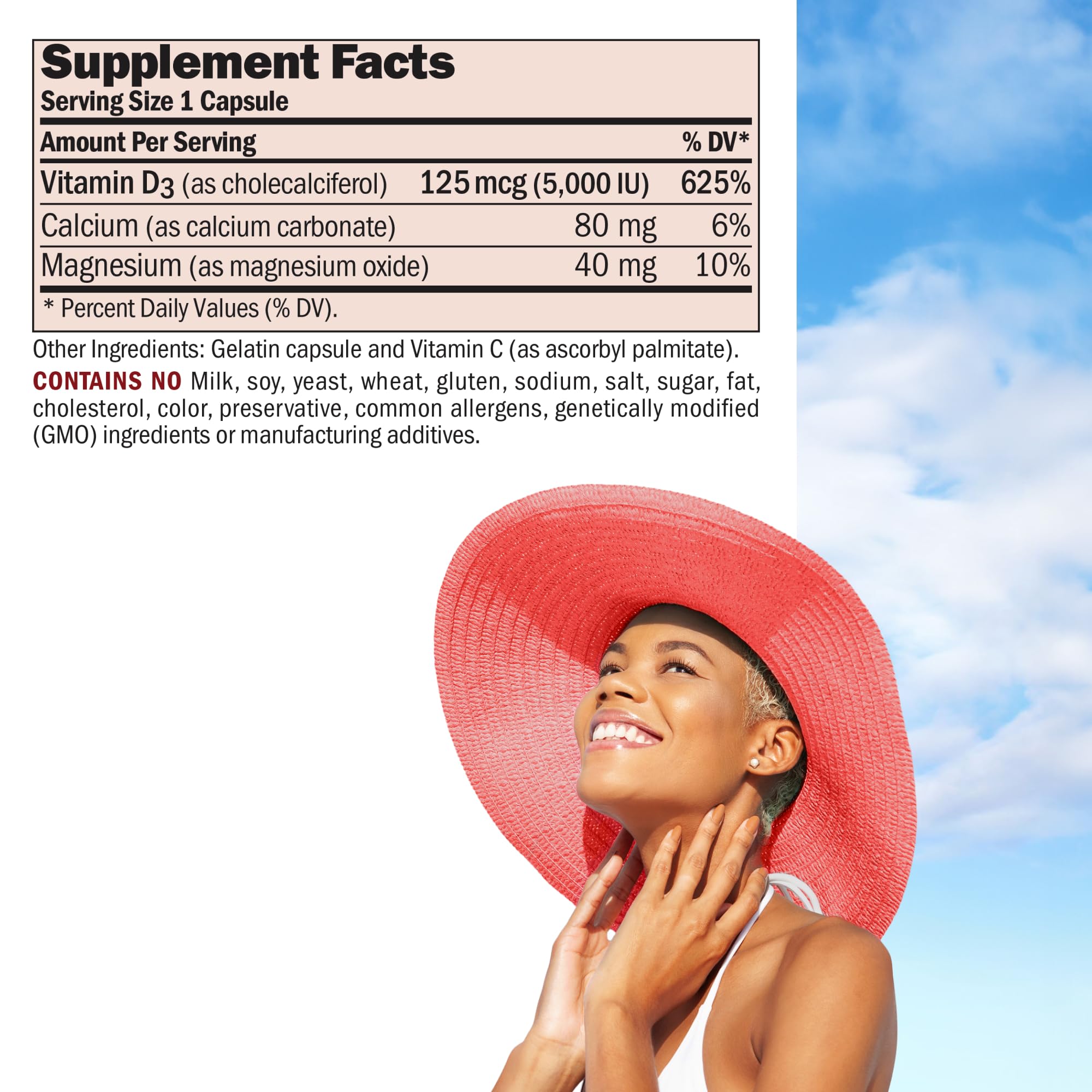 ANDREW LESSMAN Vitamin D3 5000 UI, cápsulas pequeñas para deglución suave y conveniente.