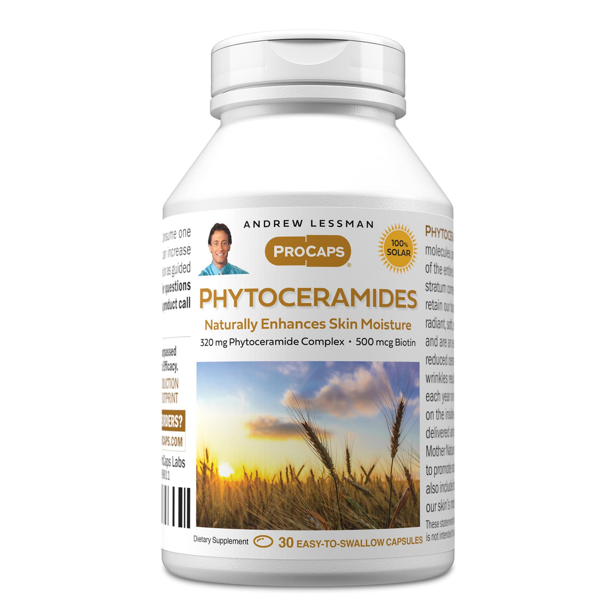 Andrew Lessman Phytoceramides con Biotina: botella visible para hidratación de la piel