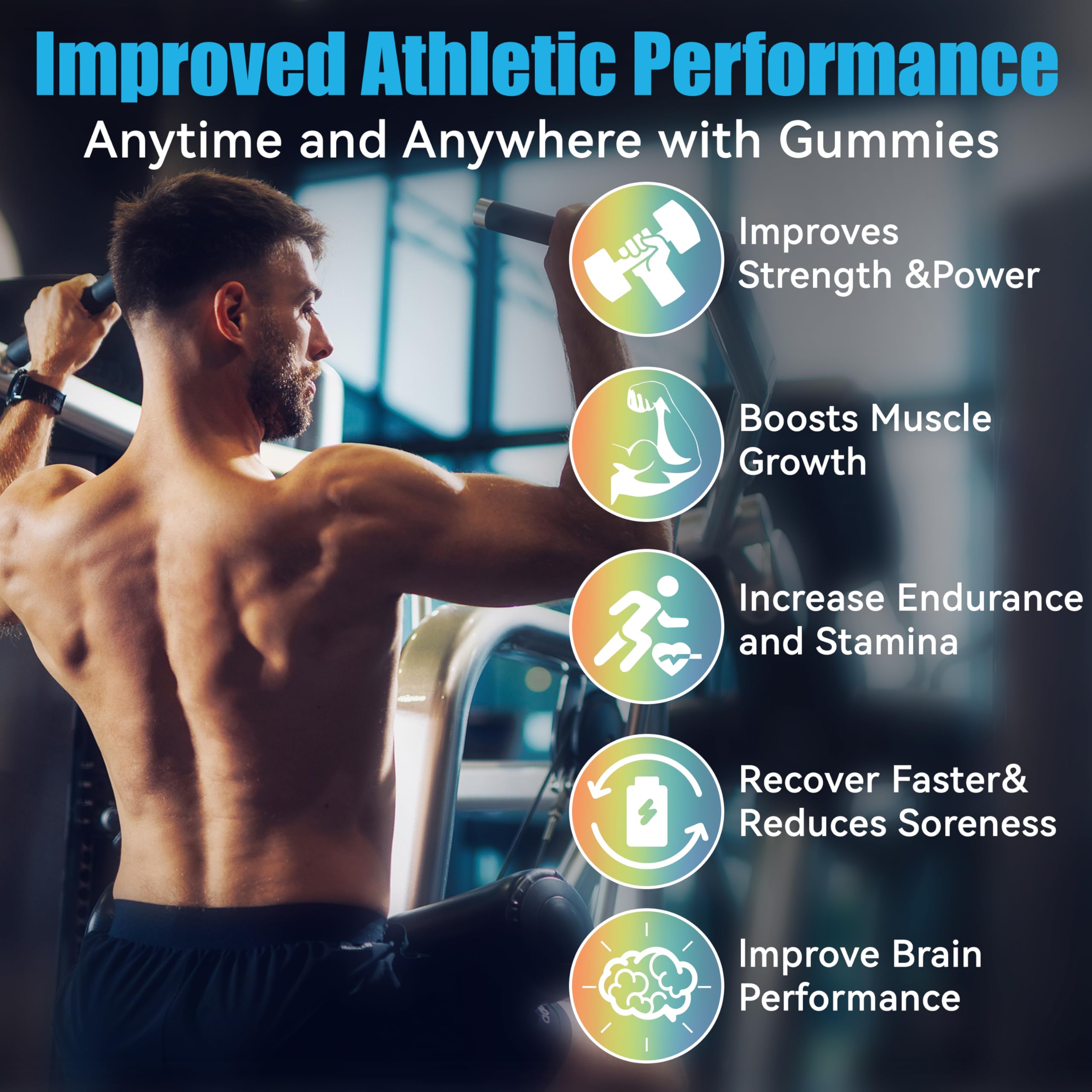 AnFamer Creatina Monohidrato Gominolas, para entrenamiento en gimnasio, confiable apoyo de energía.