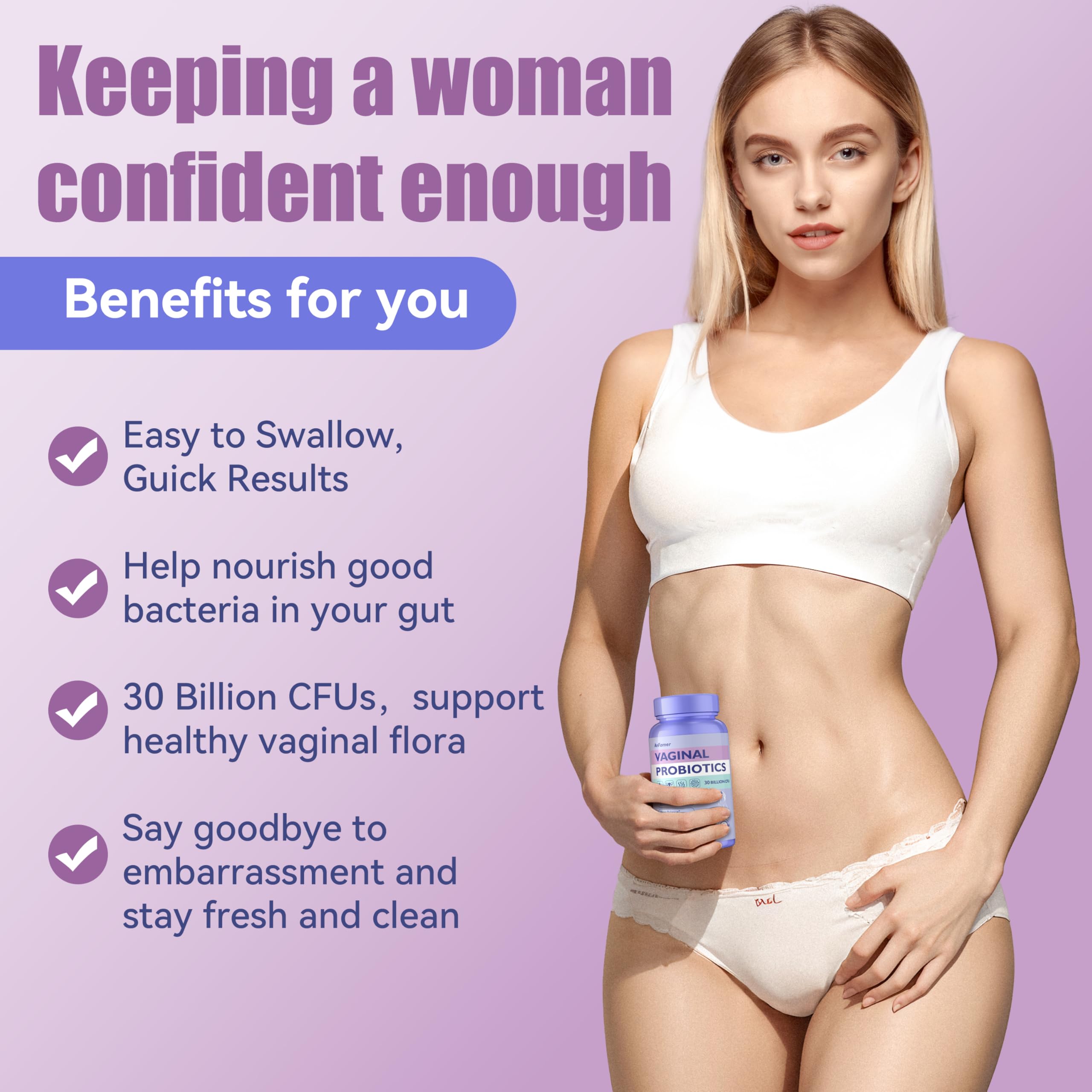 AnFamer mezcla Lactobacillus de 4 cepas para equilibrio vaginal y urinario.
