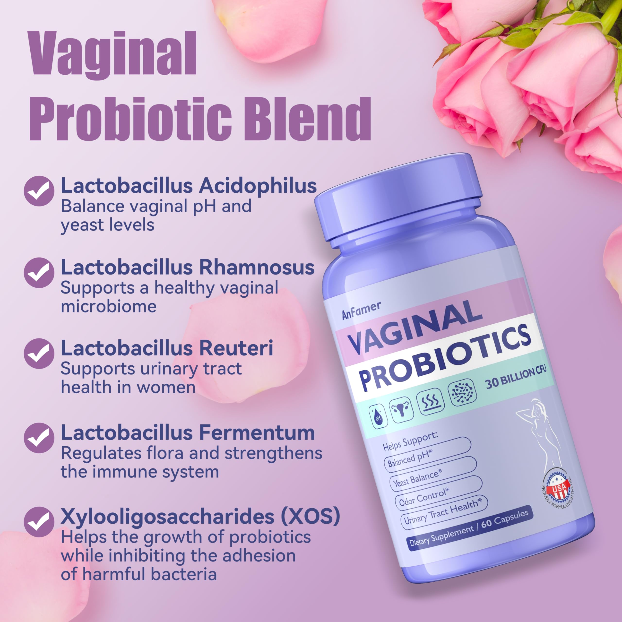 AnFamer soporte de pH vaginal con ambiente ácido para evitar desequilibrios.