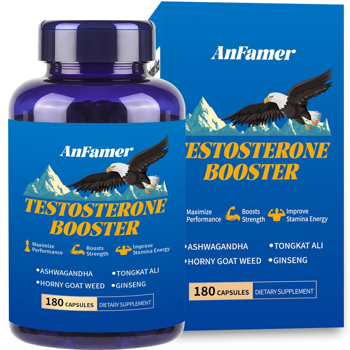 AnFamer potenciador de testosterona, cápsulas para energía y rendimiento.