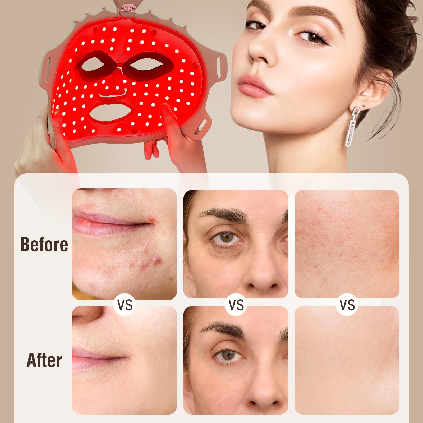 ANGAUSS máscara de luz facial, silicona flexible y ajuste cómodo