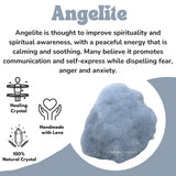 Angelite crudo de Amazing Gemstone, certificado y bolsita de terciopelo para regalo.