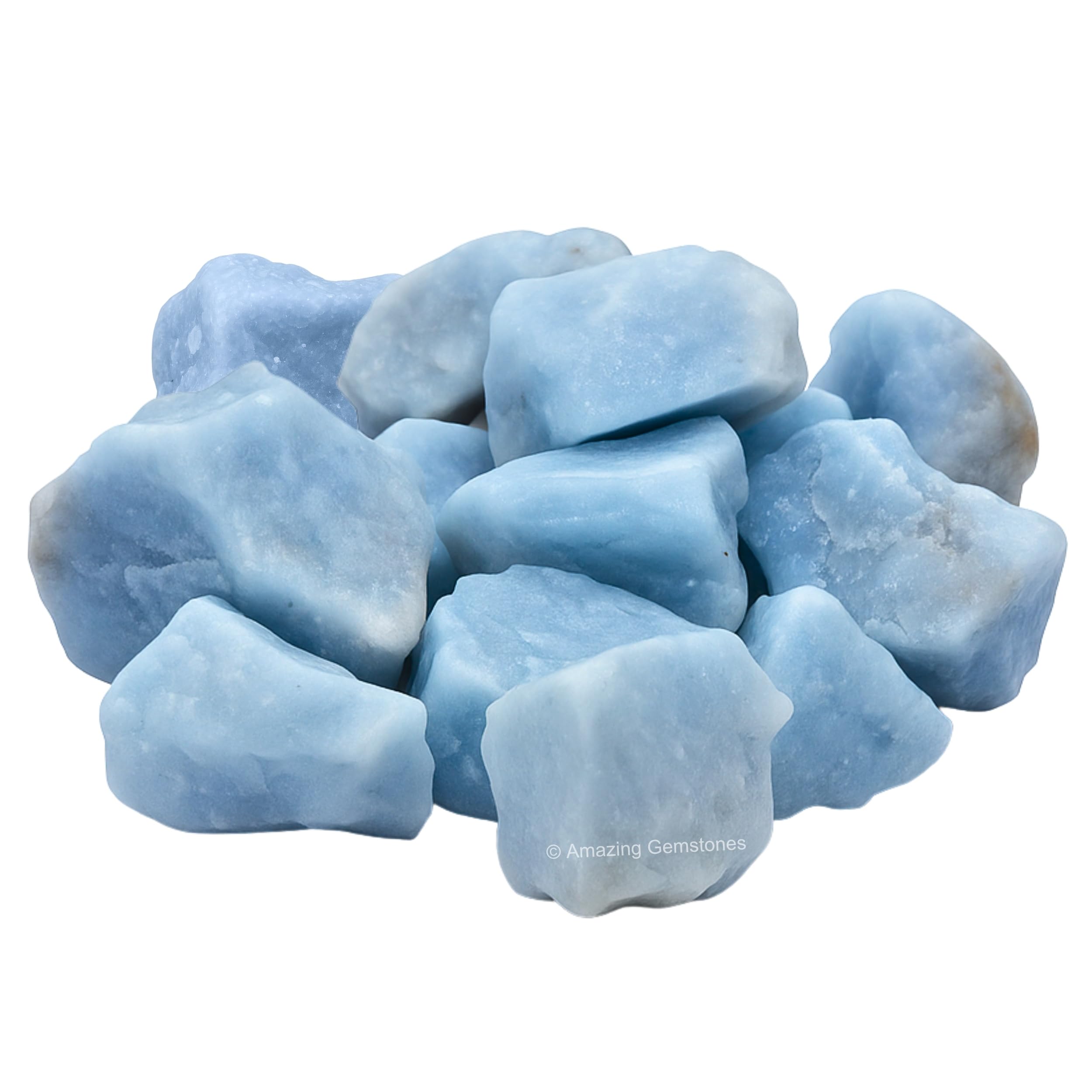 Angelite crudo de Amazing Gemstone, cristal natural para meditaciones y equilibrio emocional.
