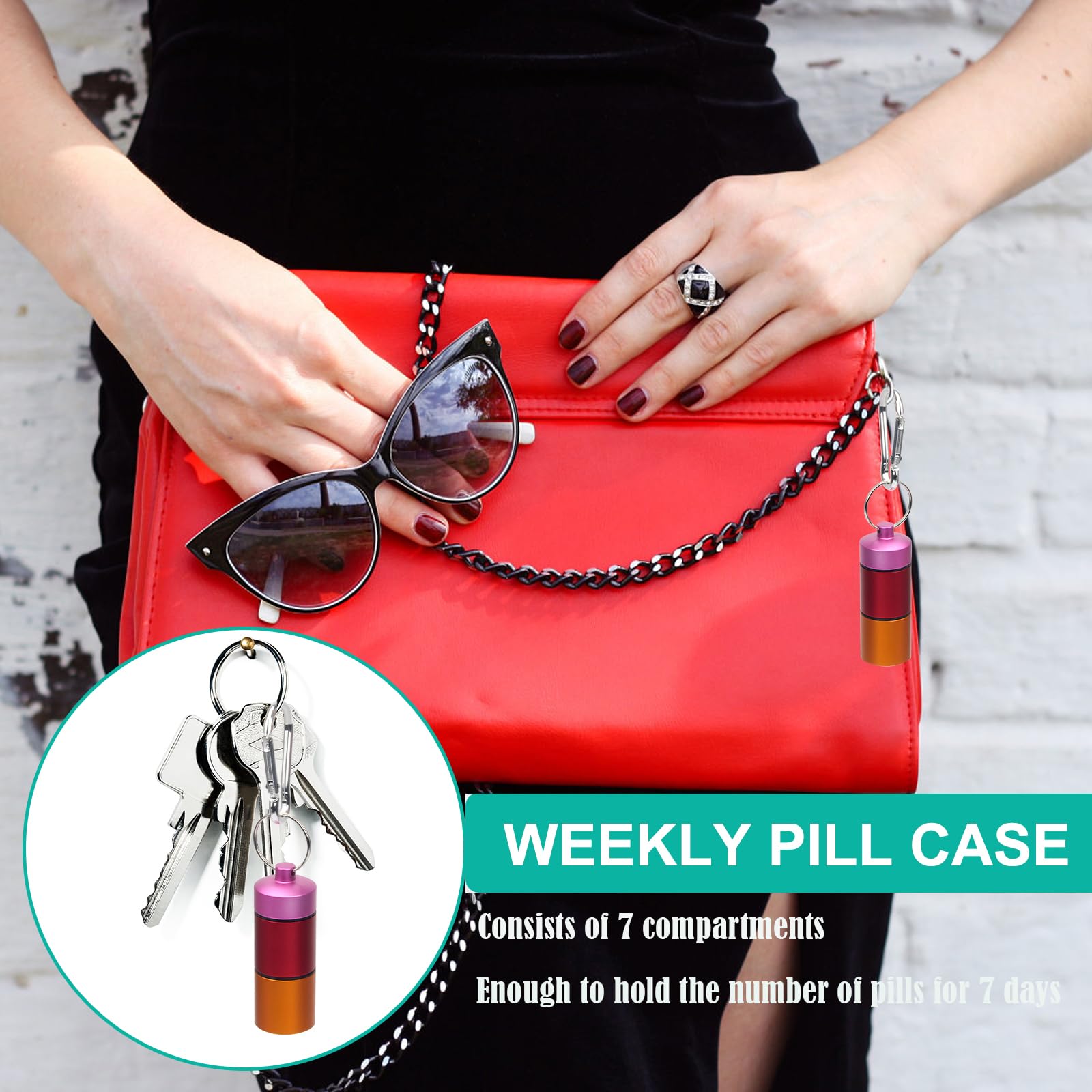 AngleKai estuche-aluminio-resistente para vitaminas y suplementos.