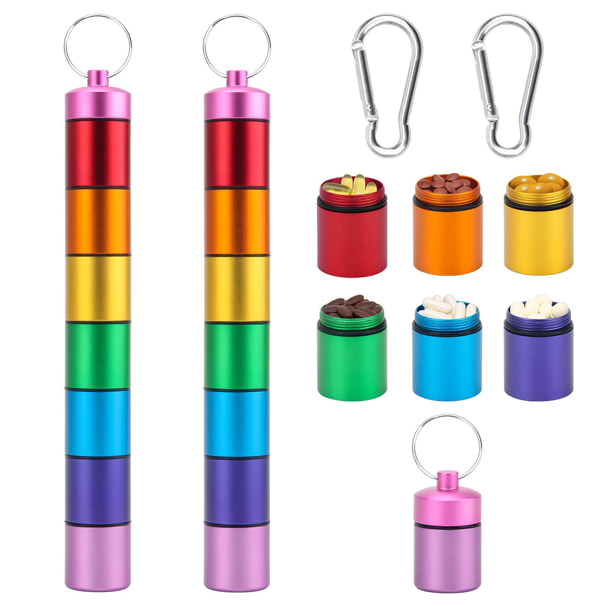 AngleKai estuche-pastillas-portátil con llavero, ideal para viajes y organización diaria.