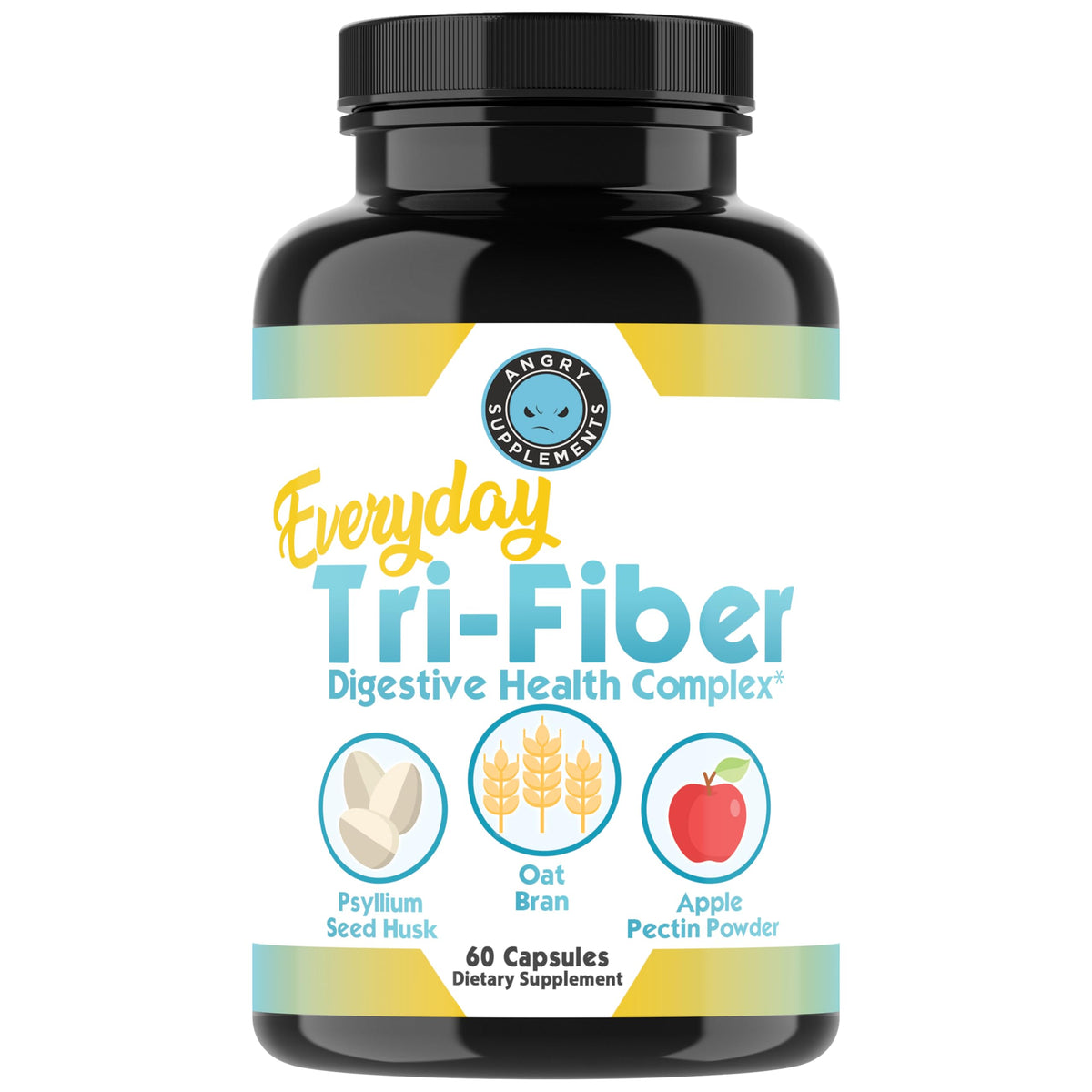 Angry Supplements Tri-Fiber: cáscara de psyllium para apoyar la regularidad diaria.