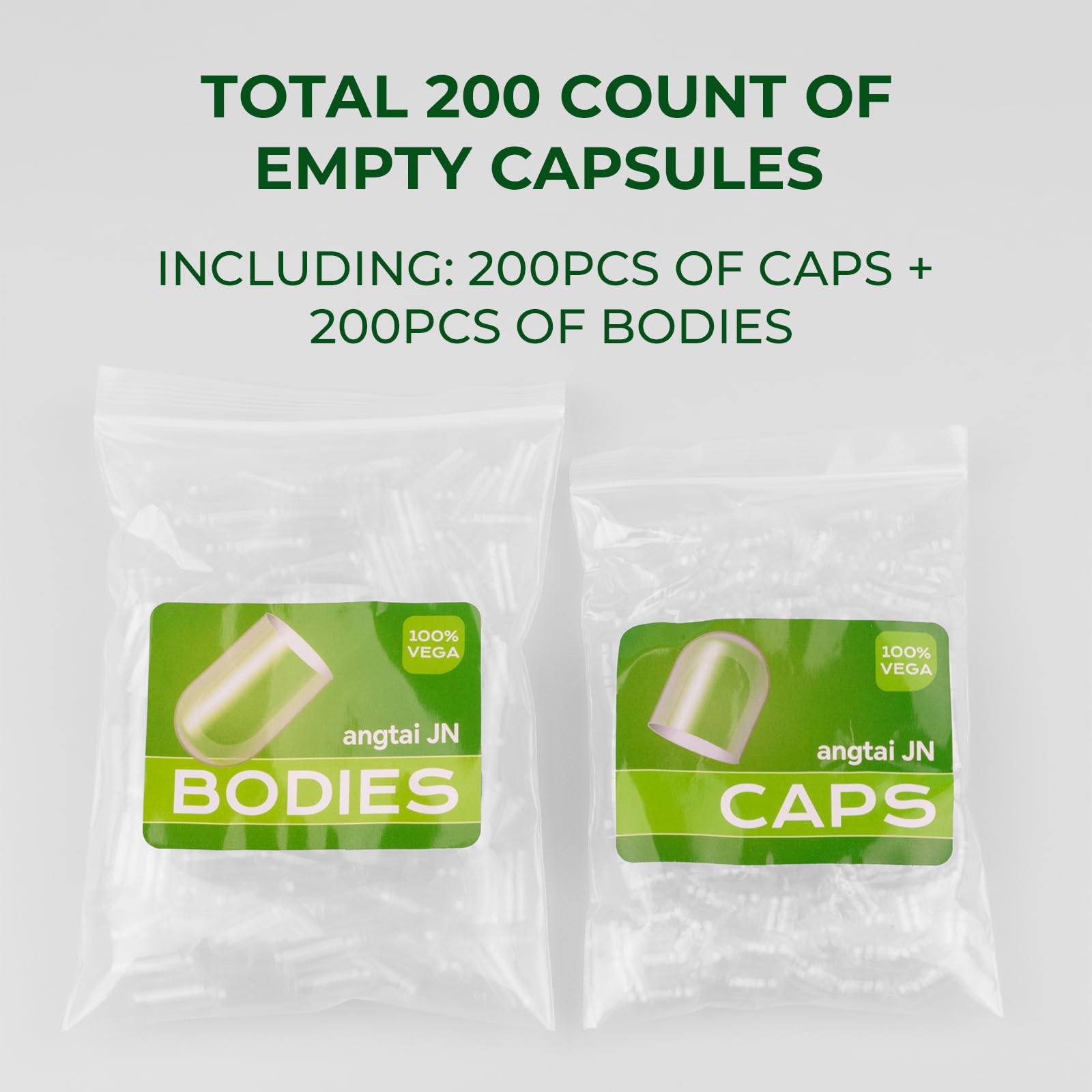 Cápsulas vegetales Angtai JN con hPMC, opción vegana para suplementos