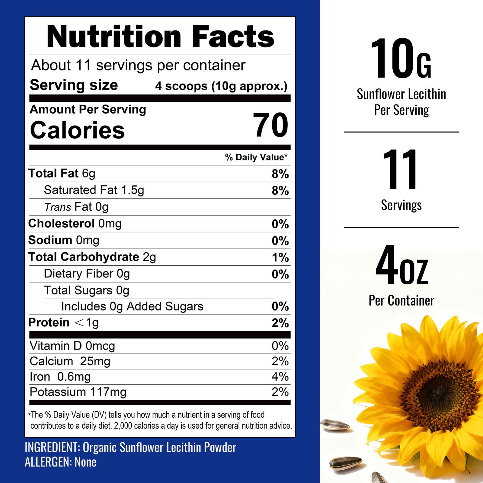 Angtai JN Lecitina de girasol orgánica, ideal para avena y batidos cremosos