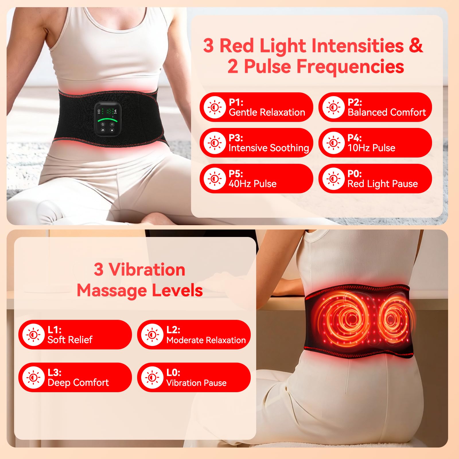 ANHOM cinturon pulsos 10Hz 40Hz para recuperación pos-entrenamiento