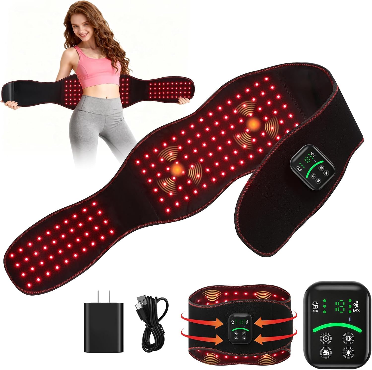 ANHOM cinturon terapia luz roja 660nm-850nm para relajación diaria
