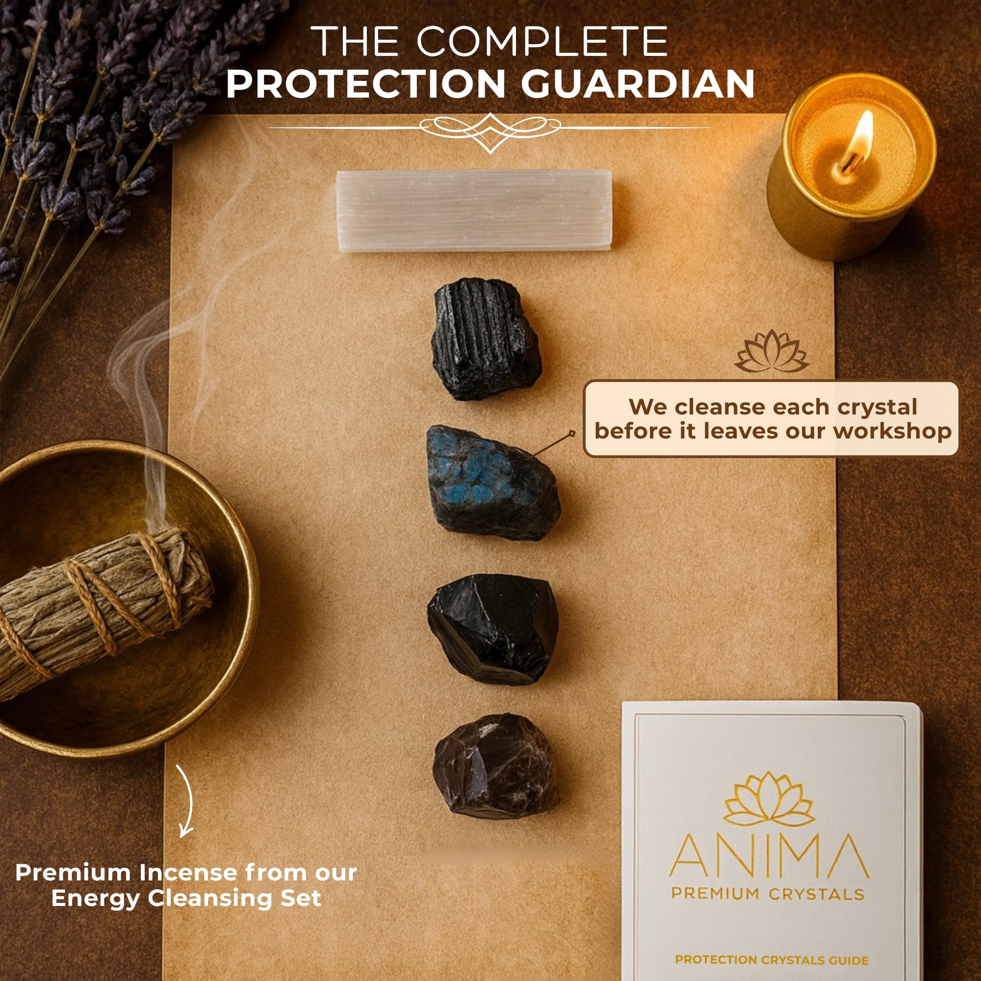 Anima estuche de madera para guardar y presentar el conjunto con estilo.