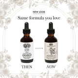 Anima Mundi Amargo Digestive Bitters, detalle de etiqueta, muestra la mezcla herbal