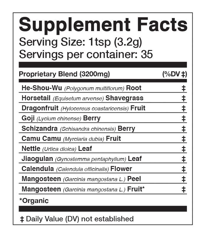 Ingredientes clave en etiqueta para transparencia del booster de Anima Mundi.