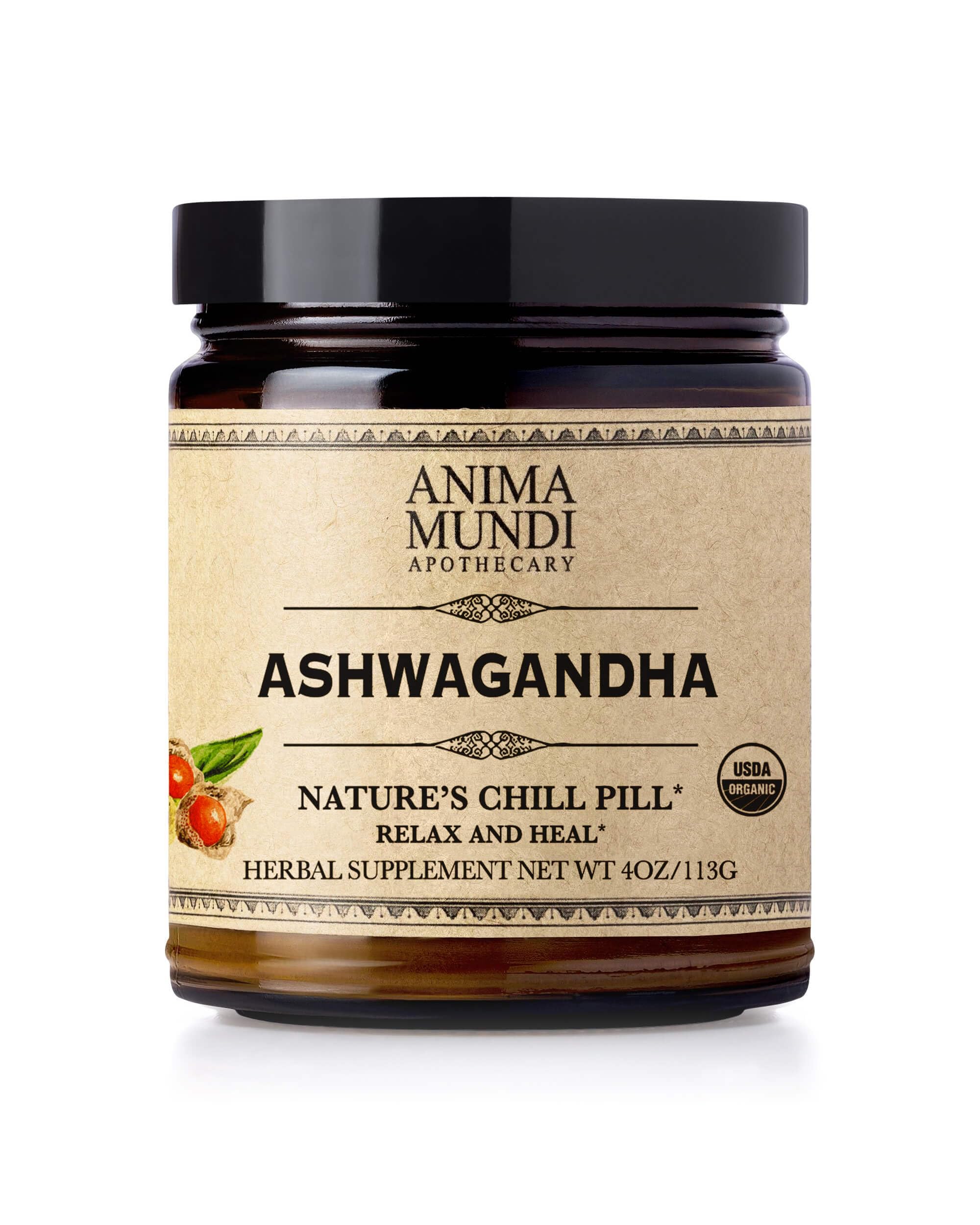 Anima Mundi Ashwagandha polvo orgánico de India listo para mezclar en té