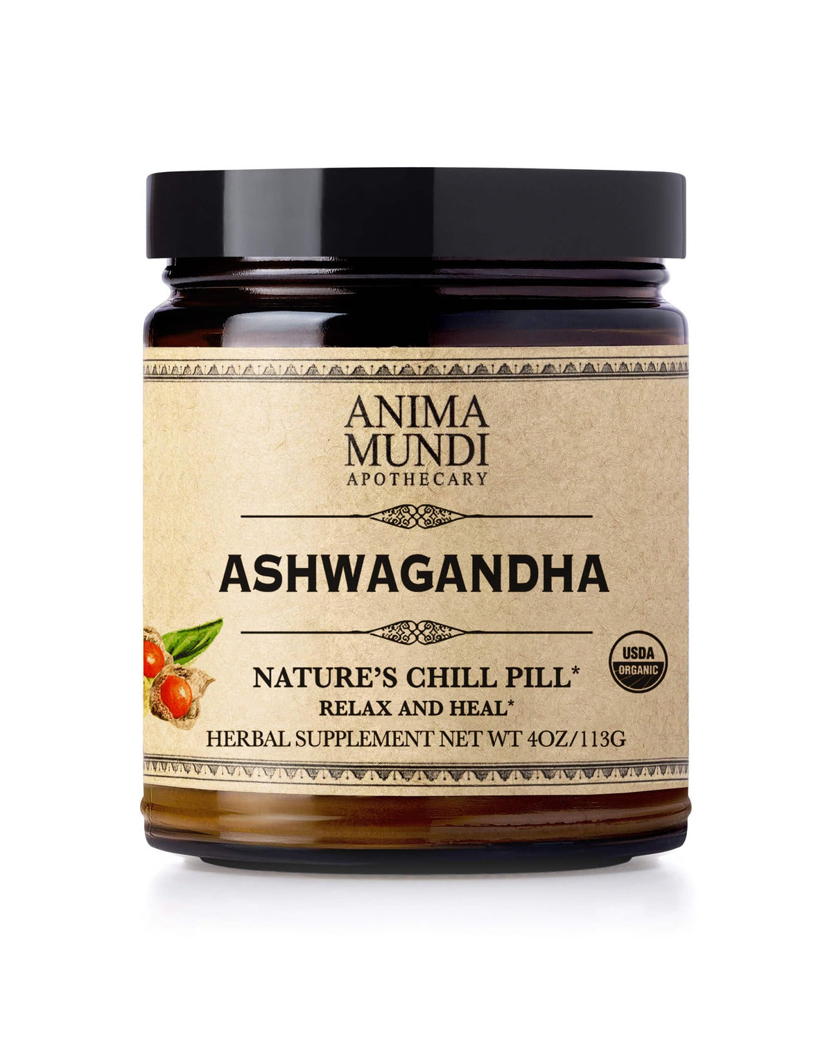 Anima Mundi Ashwagandha polvo orgánico de India listo para mezclar en té