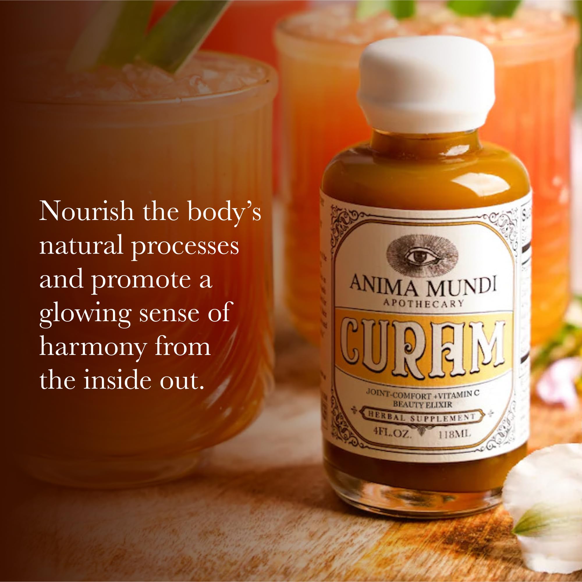 anima-mundi-curam-elixir-belleza-botella-derrame añade textura suave a té o jugo.