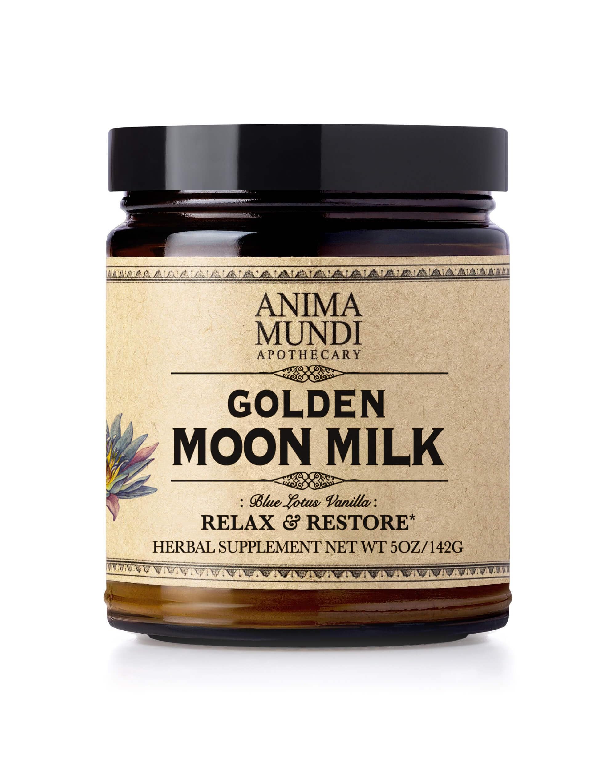 Anima Mundi Golden Moon Milk con ingredientes seleccionados para un ritual suave.