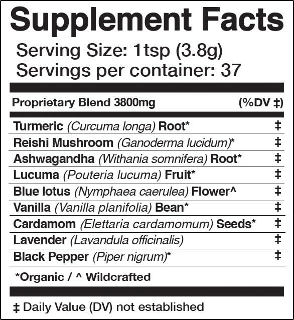 Anima Mundi Golden Moon Milk con lavanda y especias para calma.