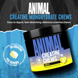 Animal creatina masticable, dosis de 5 g para potencia y recuperación.