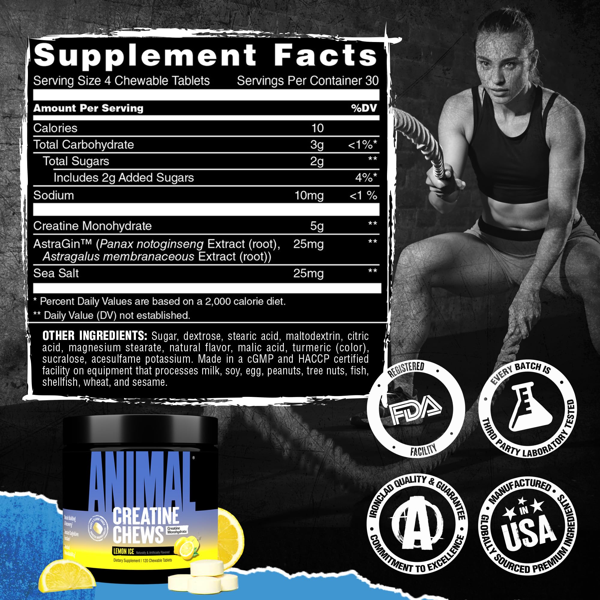 Estilo de vida activo con Animal Creatina Chews en el gimnasio.