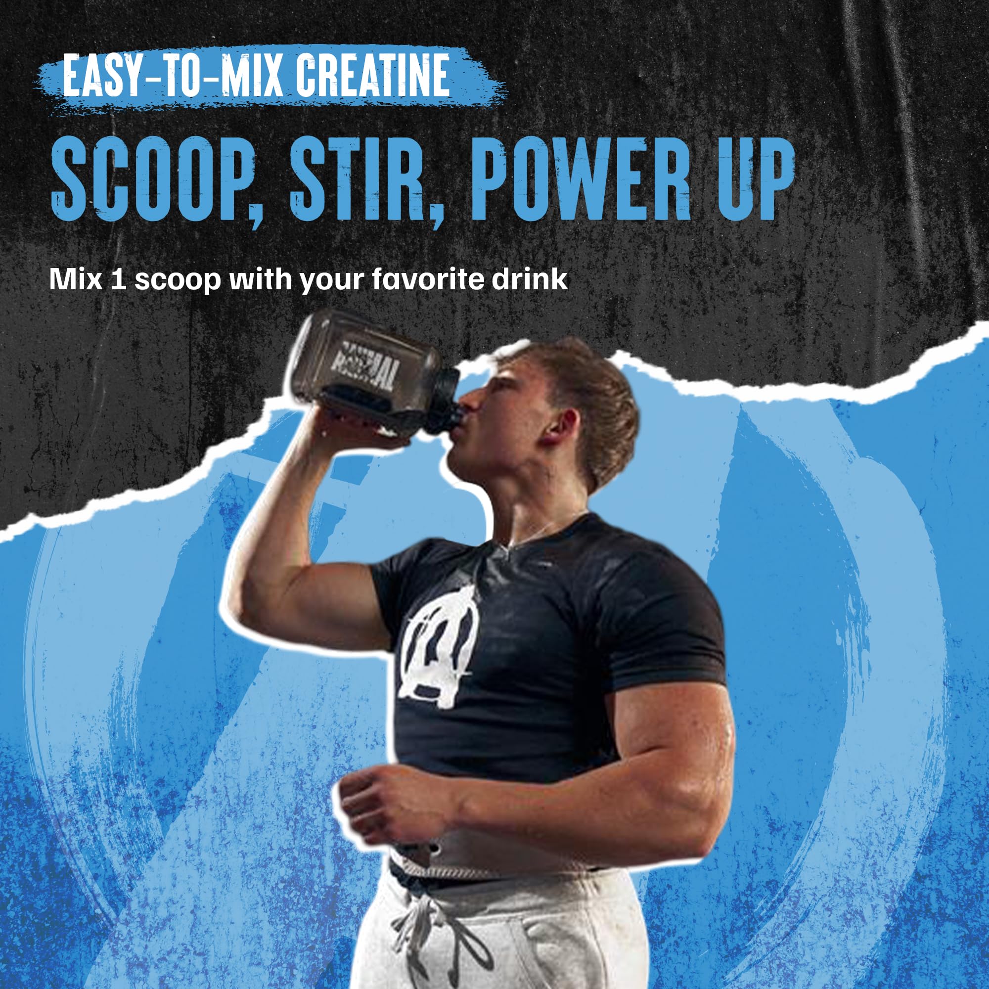 Animal Creatine Monohidrato: mezcla fácil en pre o post entrenamiento.