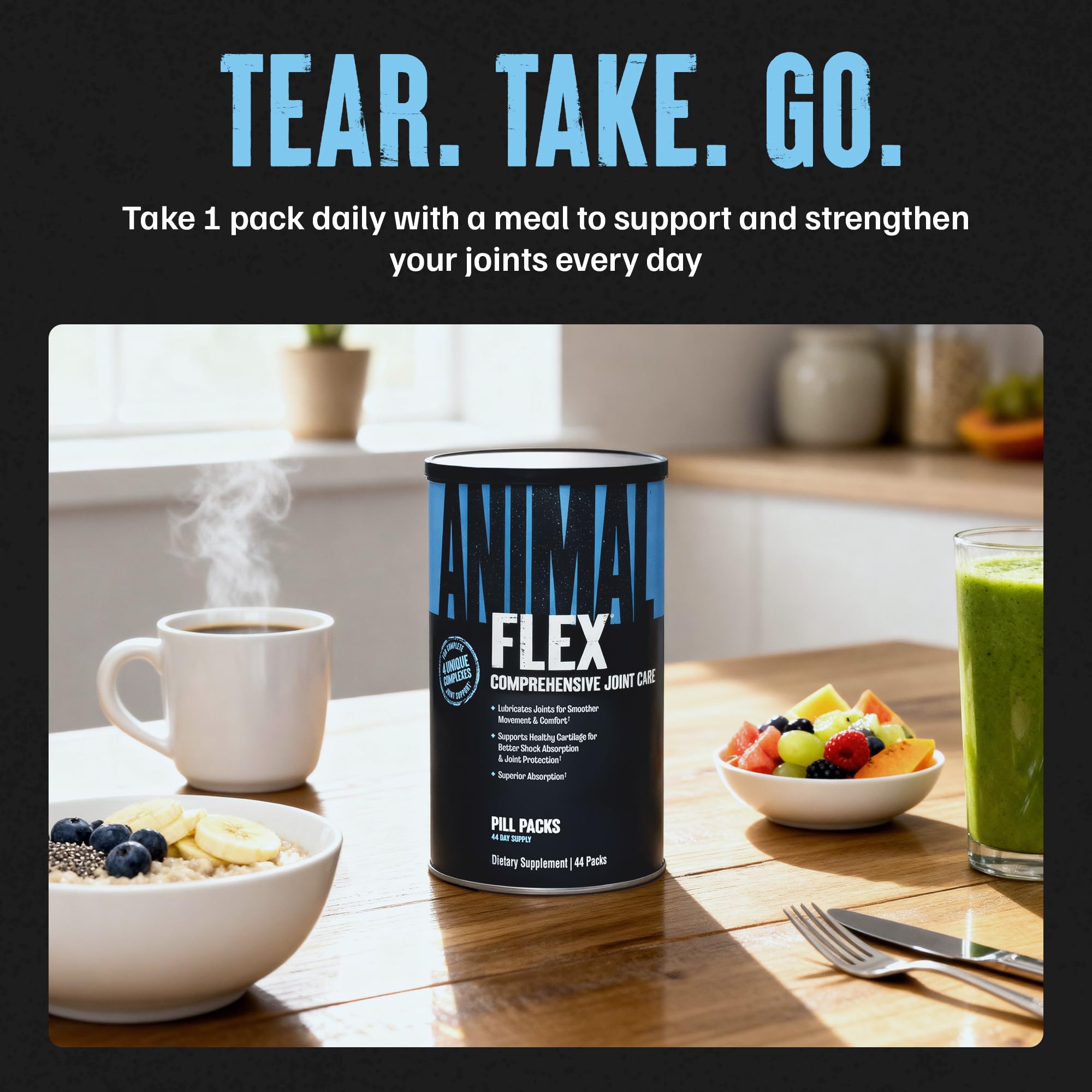 Animal Flex: blister de cápsulas, fácil de incorporar a la rutina.