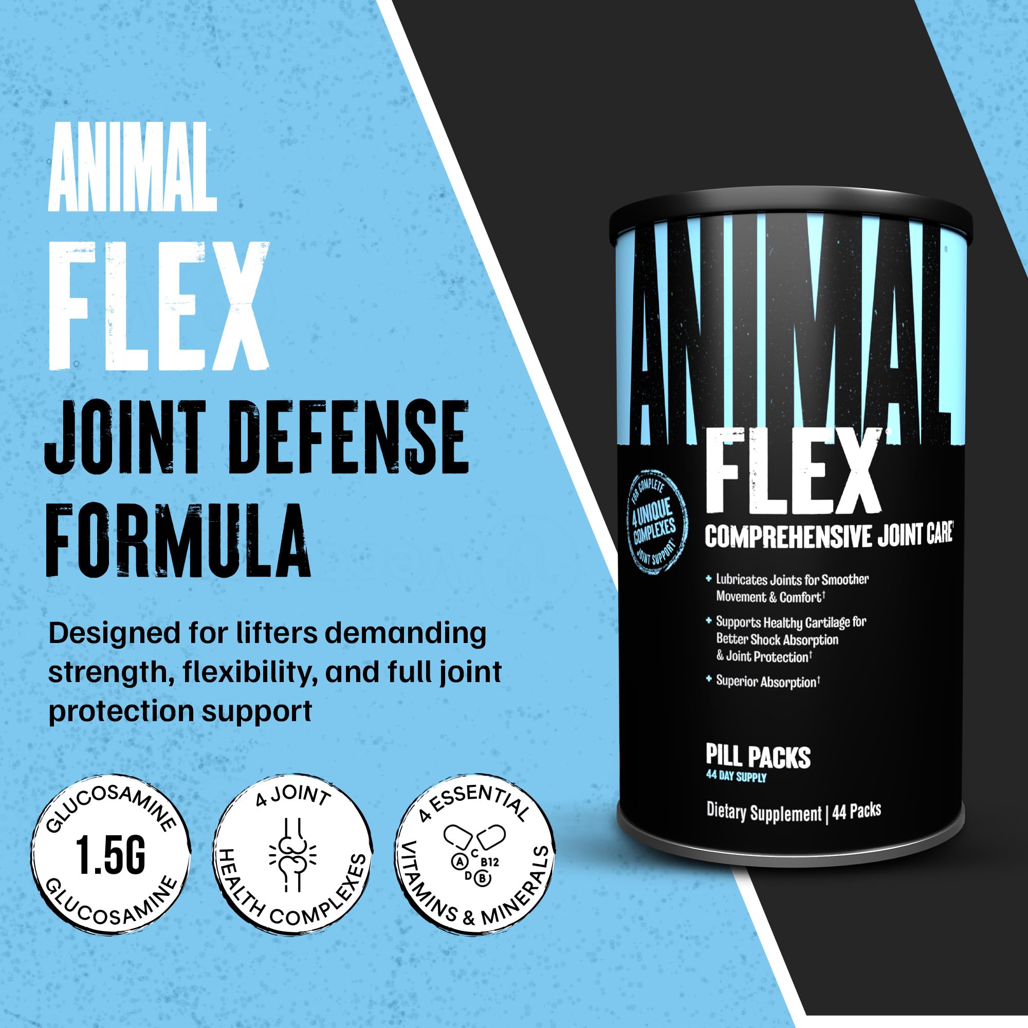 Animal Flex: dosis diaria en cápsulas, ideal para uso constante.