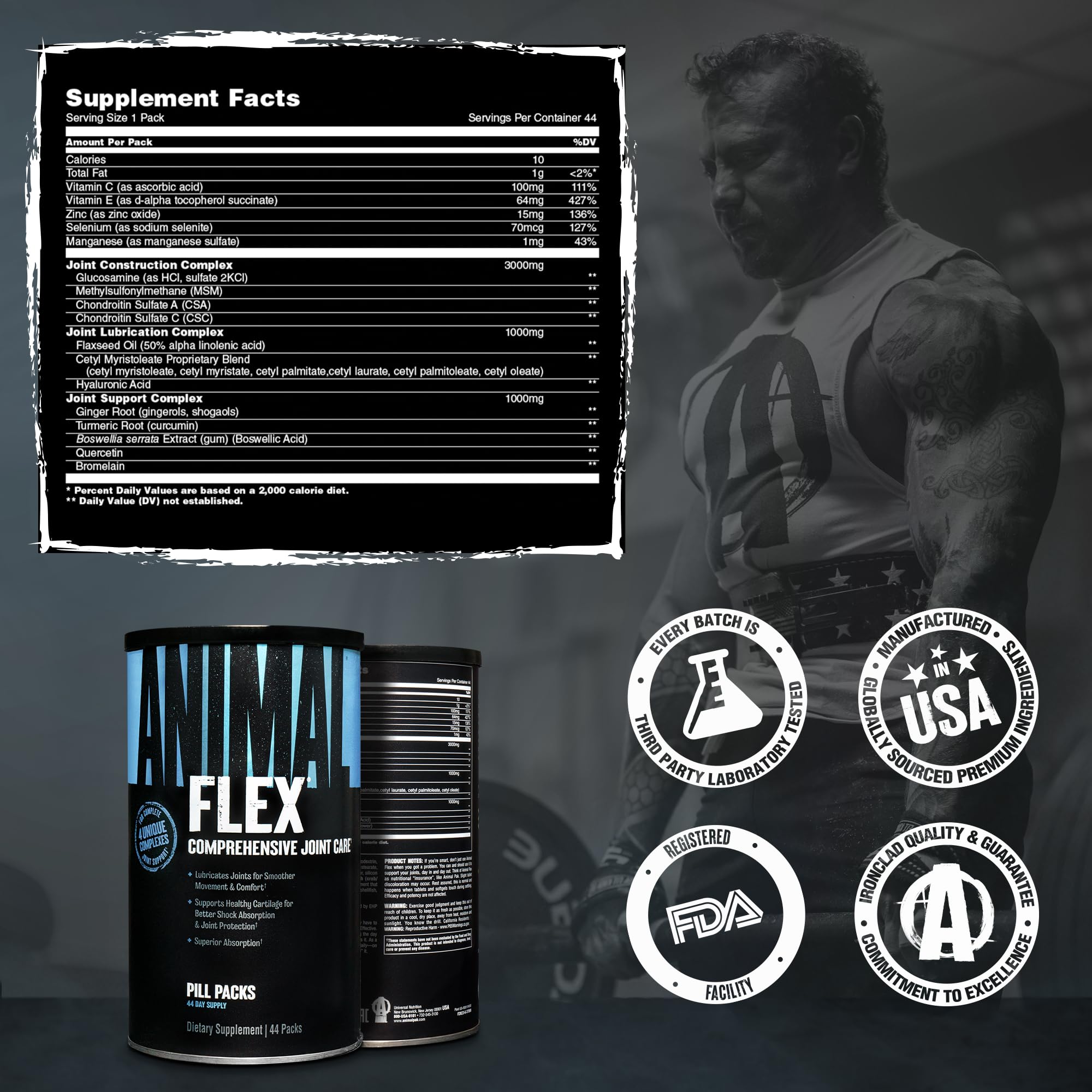 Animal Flex: respaldo de atletas y más de cuarenta años de experiencia.