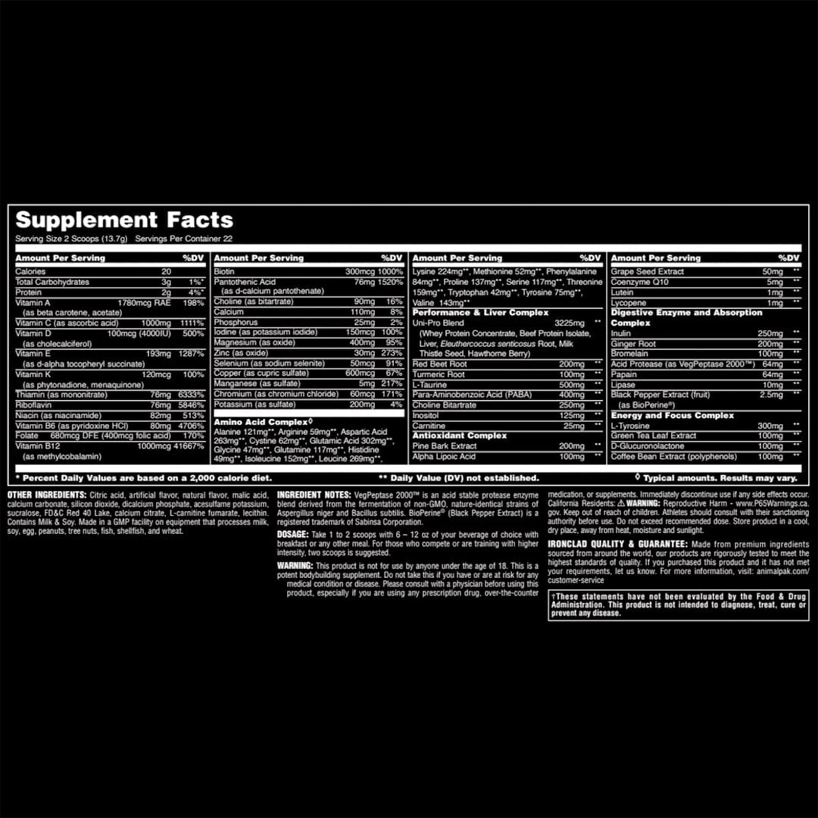 Animal Pak empaque original de 44 porciones.