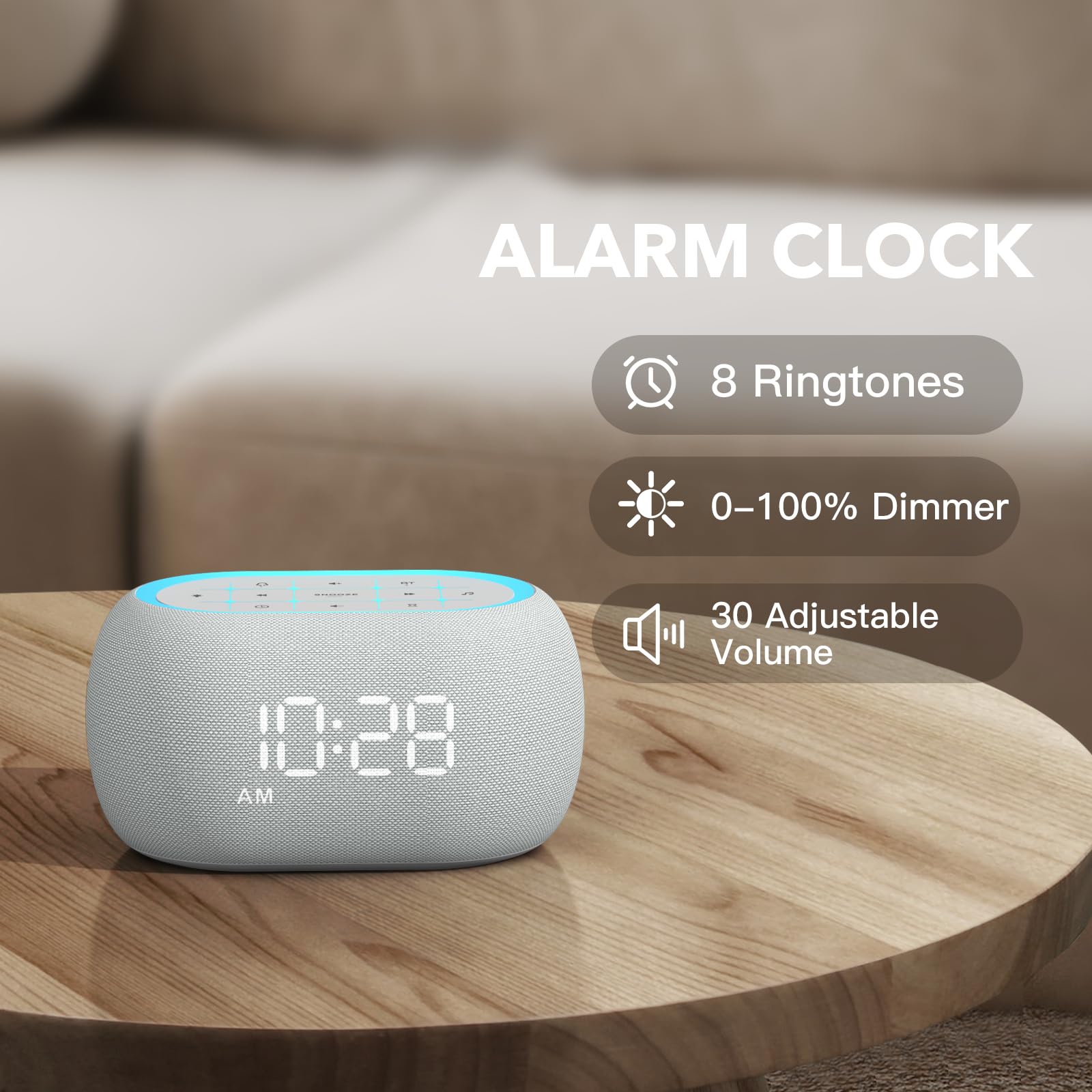 ANJANK alarma con 8 sonidos para despertar suave.