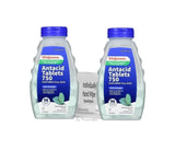 Antiacido masticables 750 mg con sabor a menta invernal, dos frascos para uso diario