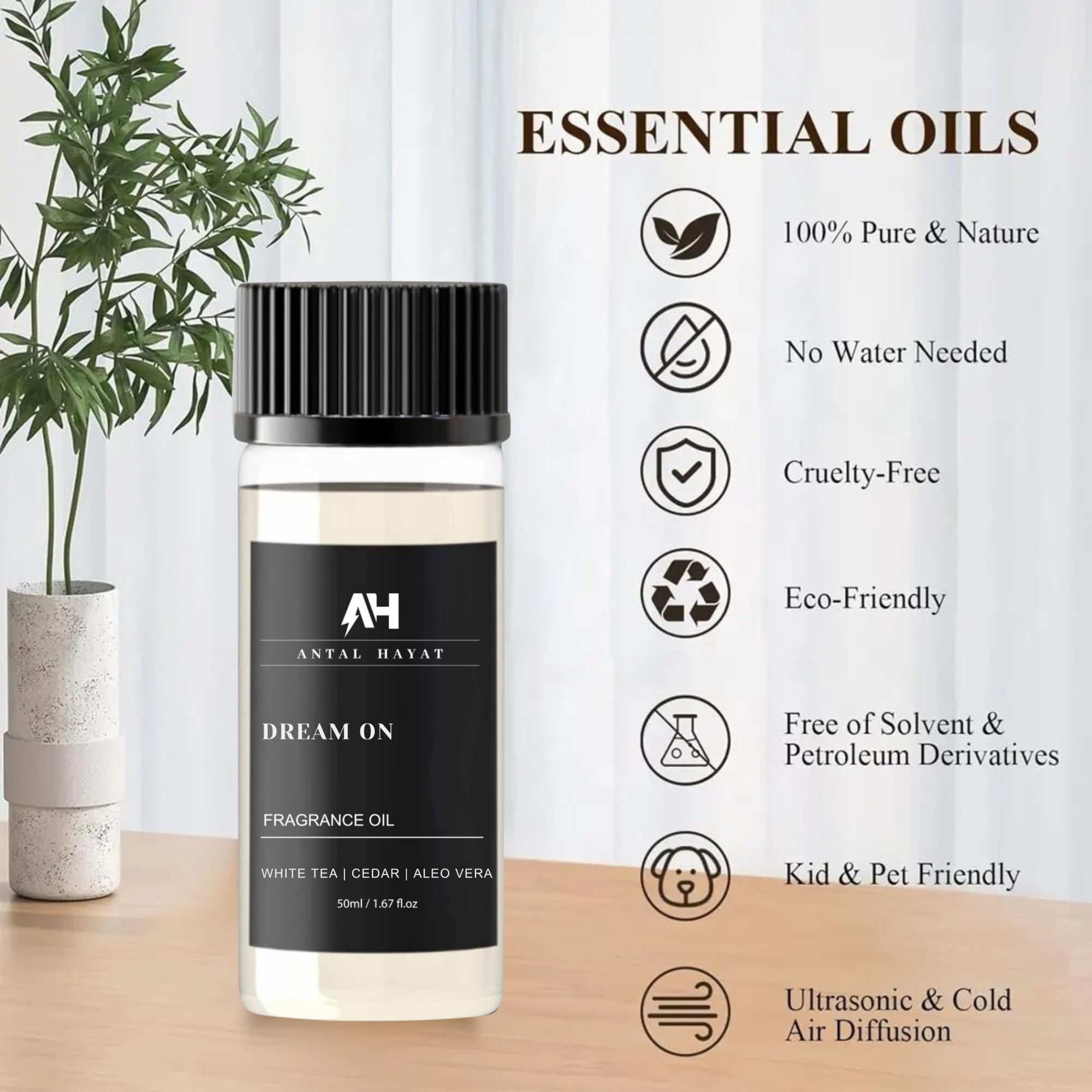 ANTAL HAYAT Dream On, notas-base-lirio-sandalo-musk, favorecen calma y confort.