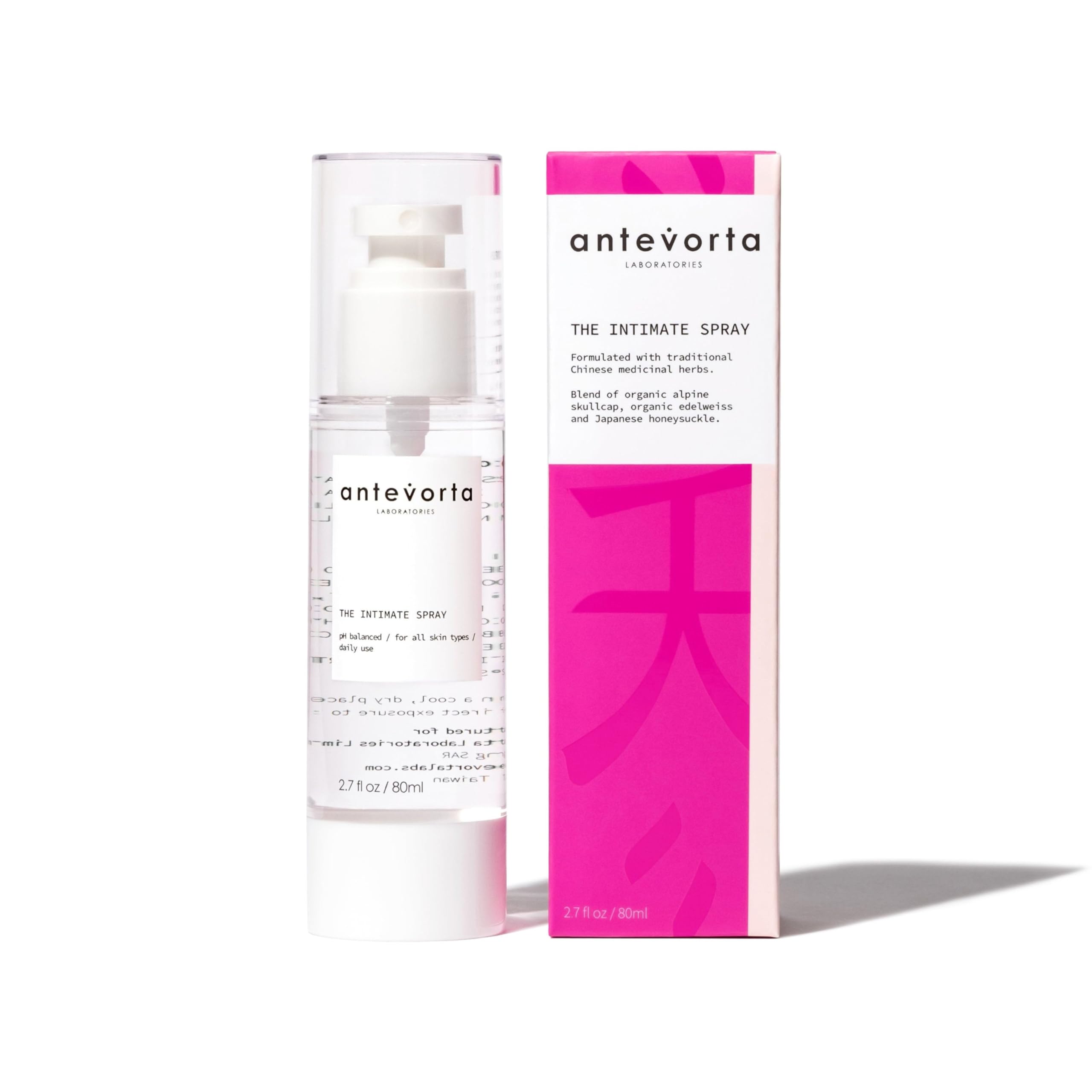 Antevorta Spray Íntimo: aplicación externa para higiene íntima sin alcohol.