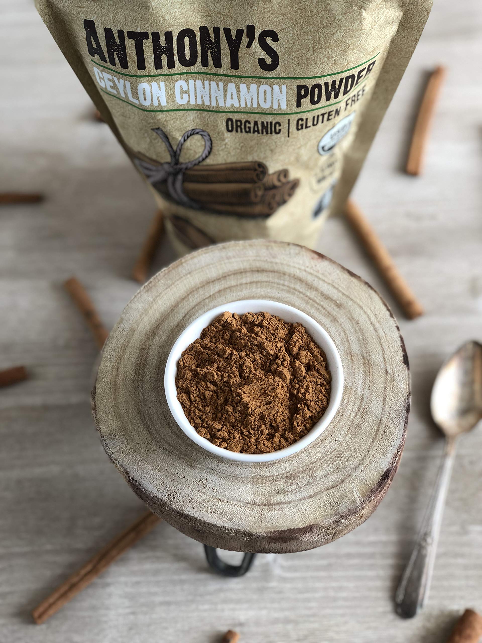 Anthony's Canela Ceilán Orgánica en Polvo — infusión de té con notas cálidas