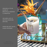 Rincón decorativo con vela Antica Farmacista creando ambiente cálido.